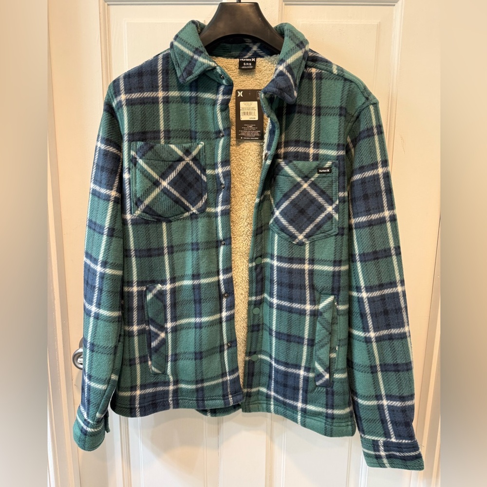 Hurley Men’s Green & Blue Plaid Jacket